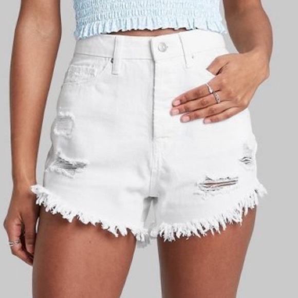 Wild Fable High Rise Frayed Hem Jean Shorts